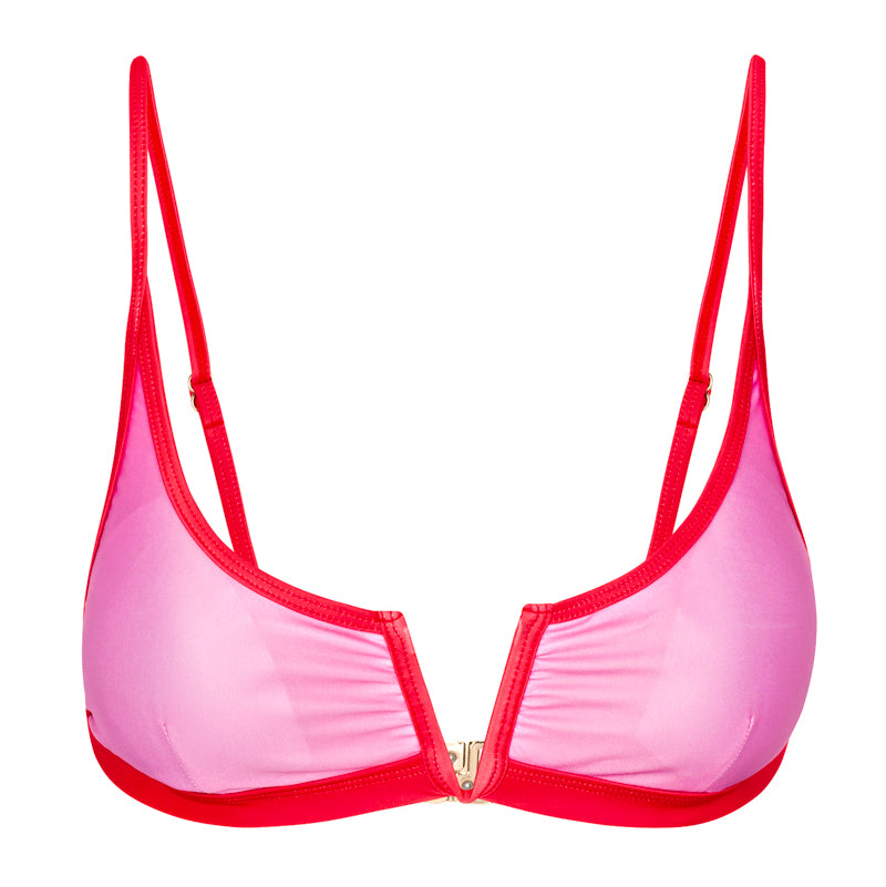 East x East Rio Bikini Top  Playful Pink and Blue Delight